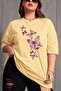 Butterfly Printed Women's Plus Size Oversized Crew Neck Cotton T-Shirt Relaxed Fit