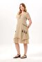 Short Sleeve Nile Voile Knee Length Double Pocket Embroidered Summer Dress Mink Vzn - 5