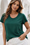 Women's Dark Green Crew Neck Short Sleeve T-Shirt