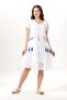 Short Sleeve Nile Voile Knee Length Double Pocket Embroidered Summer Dress White Byz