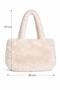Plush Shoulder Bag White Soft Textured Daily Stylish Women's Bag 47X35 cm - 4