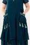 Short Sleeve Nile Voile Knee Length Double Pocket Embroidered Summer Dress Petrol Ptrl - 3