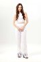 Nirvana Elastic Waist Muslin Embroidered Trousers with Double Side Pockets White Byz