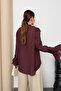 Lace and Ruffle Detailed Tie-Neck Slim Modal Fabric Shirt 5306 - Burgundy - 7