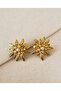 Large Gold Flower Model Steel Earrings with Pearls