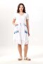 Short Sleeve Nile Voile Knee Length Double Pocket Embroidered Summer Dress White Byz - 6