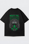 Unisex Black Oversize Mighty Fall Lion Printed Crew Neck T-Shirt