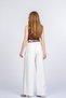 Women's Summer Ecru High Waist Fabric Trousers with Belt and Pockets, Comfortable Daily Office Stylish 30359 - 5