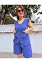 Muslin Double Pocket Tassel Vest Indigo Blue - 2