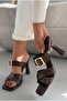 Norden Light Brown Matte Leather Women's Heeled Slippers - 6