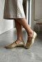 Roselle Gold Shiny Leather Women's Ballerinas - 3