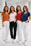 Women's 4-Pack Parliament-Powder-Tile-Red 100% Cotton Short Sleeve T-Shirt - 4