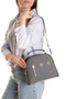 Women's Gray Daily Hand and Shoulder Bag with Gold Detail