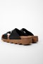 Mimosa Women's Genuine Leather Anthracite Buckle Detailed Slippers B4537
