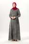 Long Sleeve Sultan Single Pocket Summer Long Poplin Dress Smoked Fm - 6