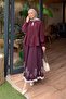 V-Neck Muslim Hijab Shirt with Elastic Sleeves, Plum