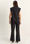 Women's Black Accessory Detailed Padded Blouse High Waist Ribbed Trousers Set 60627 60286092 - 7