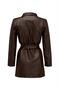 Women's Belted Long Leather Jacket - 5