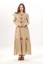Long Sleeve Zühre Embroidery Detailed Lace Collar Pocketed Voile Long Dress Mink Vzn - 6