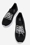 Buckle-Tied Knitwear Women's Casual Shoes Black White - 5