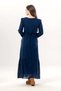 Long Sleeve Zühre Embroidery Detailed Lace Collar Pocketed Voile Long Dress Navy Blue Lcvt - 2