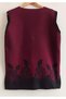 Women's New Rose Petal Pocketed, Front Buttoned, Side Slit Knitwear Long Mother Vest - 4
