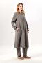 Long Sleeve Yaren Hakim Collar Summer Muslin Tunic Gray Gray - 4