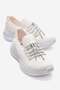 Buckle-Tied Knitwear Women's Casual Shoes White White