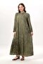 Long Sleeve Nuray Buttoned Round Neck Double Pocket Poplin Robe Khaki Hk - 6
