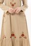 Long Sleeve Zühre Embroidery Detailed Lace Collar Pocketed Voile Long Dress Mink Vzn - 3