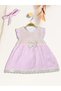 Baby Girl Linen Dress with Lace Detail Pink Summer Stylish Casual Comfortable Dress - 2