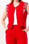 Sleeveless Nirvana Embroidered Summer Muslin Vest Red Krmz - 3