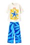 Unisex Kids' Cotton Crew Neck Printed T-Shirt and Blue Sweatpants Set - 3