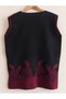 Women's New Rose Petal Pocketed, Front Buttoned, Side Slit Knitwear Long Mother Vest - 4