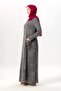 Long Sleeve Sultan Single Pocket Summer Long Poplin Dress Smoked Fm - 5
