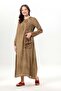 Long Sleeve Sultan Single Pocket Summer Long Poplin Dress Earth Tprk - 6