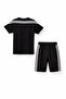 Boys' Set with Black Logo T-Shirt and Stripe Detailed Shorts 23811 - 4