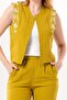 Sleeveless Nirvana Embroidered Summer Muslin Vest Oil Green Ygysl - 3