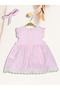 Baby Girl Linen Dress with Lace Detail Pink Summer Stylish Casual Comfortable Dress - 3