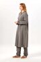 Long Sleeve Yaren Hakim Collar Summer Muslin Tunic Gray Gray - 5
