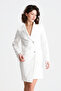 Lined Double-Breasted Jacket with Zipper Detail on the Back |   Ckt35223 Ecru - 7