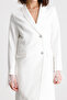 Lined Double-Breasted Jacket with Zipper Detail on the Back |   Ckt35223 Ecru - 4