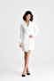 Lined Double-Breasted Jacket with Zipper Detail on the Back |   Ckt35223 Ecru - 3