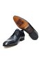 Dark Blue Color Lace-Up Genuine Leather Leather Sole Men's Shoes - 3