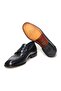 Dark Blue Color Laceless Genuine Leather Leather Sole Men's Shoes - 3