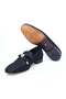 Black Color Laceless Genuine Leather Suede Men's Shoes - 3