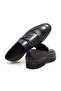 Black Color Laceless Genuine Leather Men's Shoes - 2