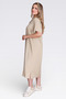 40289 Beige Light Fabric Short Sleeve Dress - 3