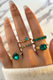 5-Piece Combination Crystal Green Stone Model Gold Ring Set - 2