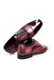 Burgundy Color Lace-Up Genuine Leather Leather Sole Men's Shoes - 2